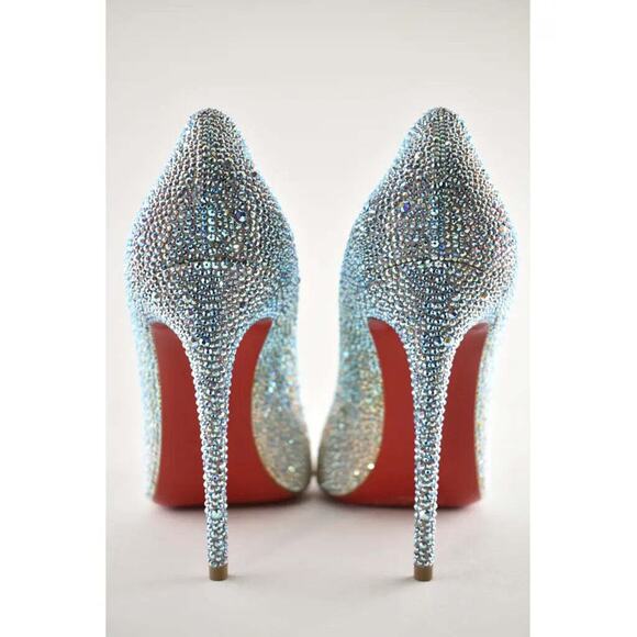 Christian Louboutin Kate Strass Degrade 100 Nude Multi AB Blue Pink Heel Pump 42 - Picture 10 of 11